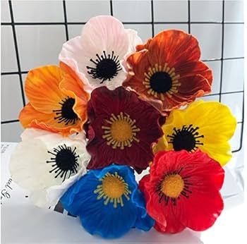 Amazon.com: 10 Stem Bouquets Artificial Flowers Red Poppy